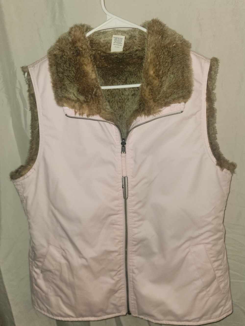 GAP Light Pink Faux Fur-Lined Vest